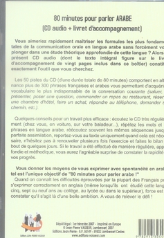 Quatrième de couverture de « 80 MINUTES POUR PARLER ARABE »