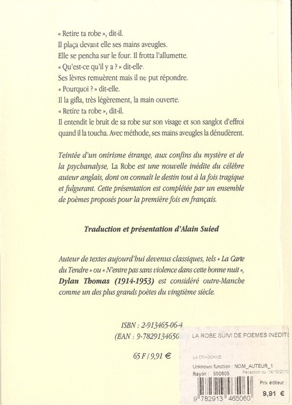 Quatrième de couverture de « LA ROBE »
