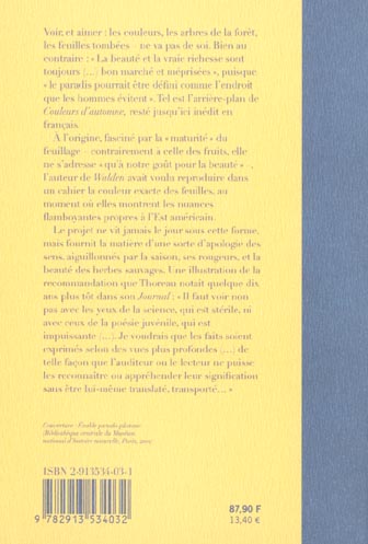 Quatrième de couverture de « COULEUR D AUTOMNE »