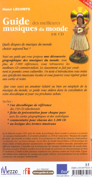 Quatrième de couverture de « GUIDE DES MEILLEURES MUSIQUE DU MONDE EN CD »