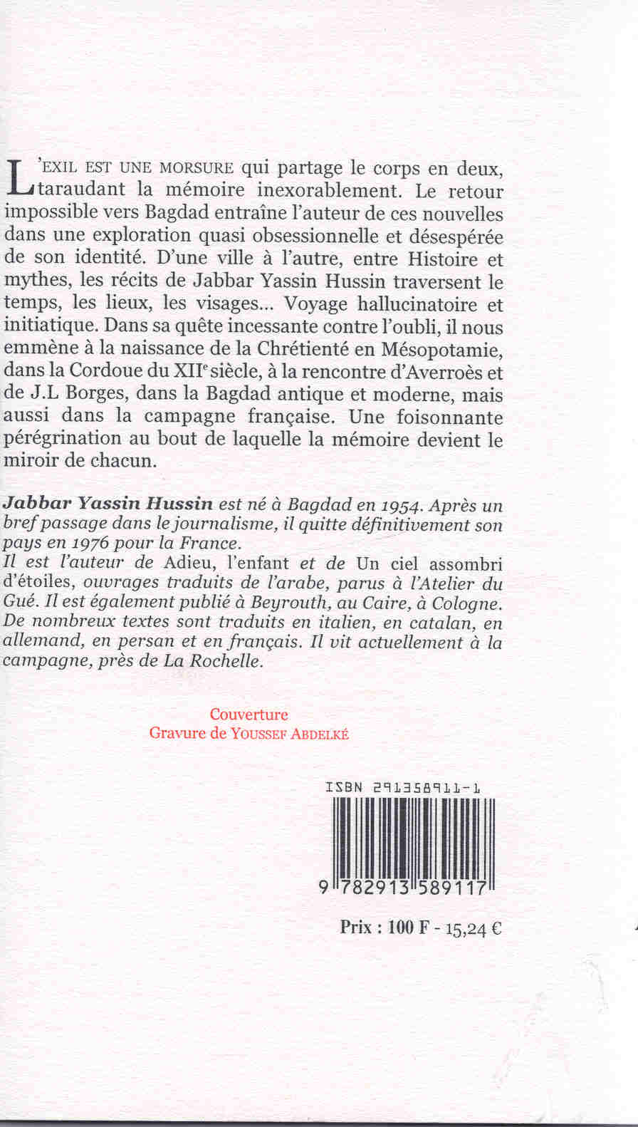 Quatrième de couverture de « LE LECTEUR DE BAGDAD »