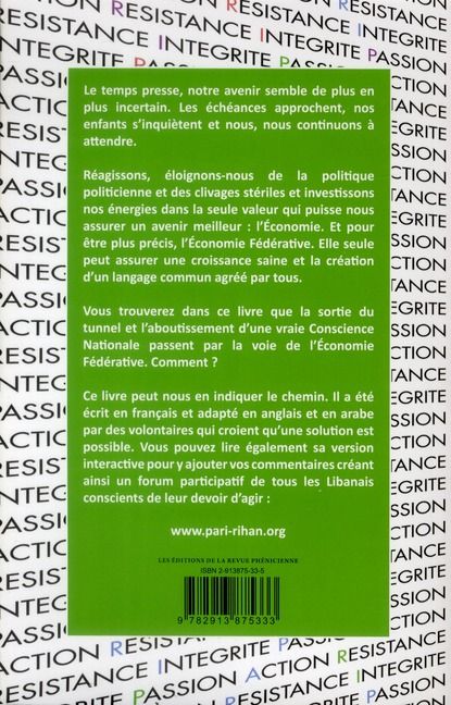 Quatrième de couverture de « PARI POUR UNE CONSCIENCE NATIONALE »