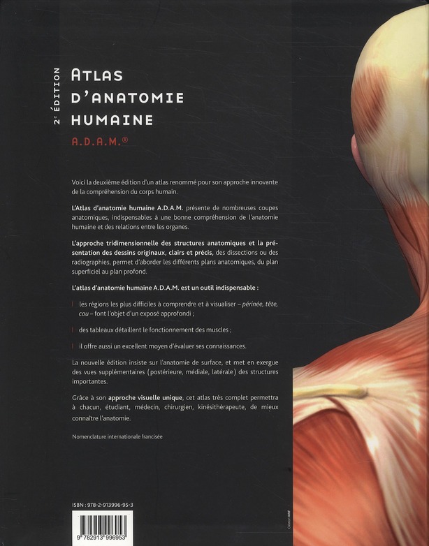 Quatrième de couverture de « ATLAS D'ANATOMIE HUMAINE A.D.A.M. - 2EME EDITION - PAES - PRMIERE ANNEE DES ETUDES DE SANTE. »