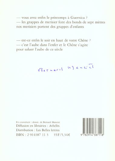 Quatrième de couverture de « LE DIRE DE GUERNICA »