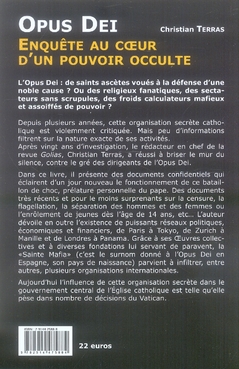 Quatrième de couverture de « OPUS DEI ENQUETE AU COEUR D »