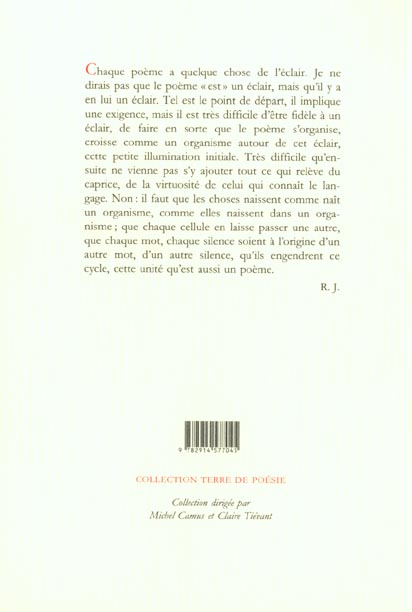 Quatrième de couverture de « FIDELITE A L'ECLAIR »