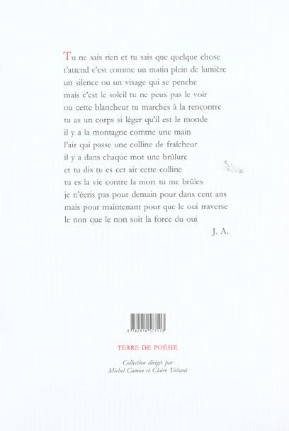 Quatrième de couverture de « LA BRULURE »