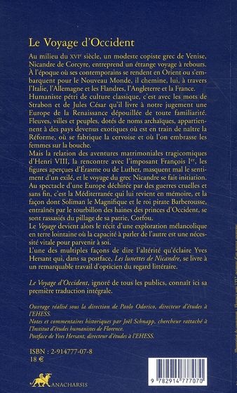 Quatrième de couverture de « LE VOYAGE D'OCCIDENT »