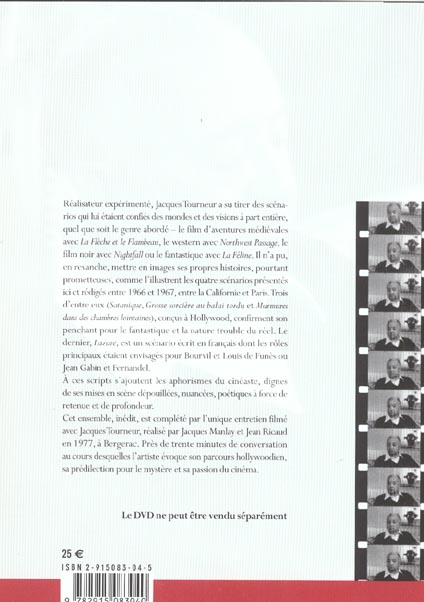 Quatrième de couverture de « ECRITS DE JACQUES TOURNEUR AVEC DVD »