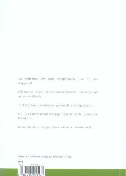 Quatrième de couverture de « PERFECTION »