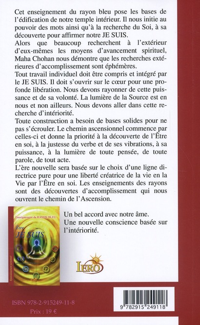 Quatrième de couverture de « ETRE - JE SUIS »