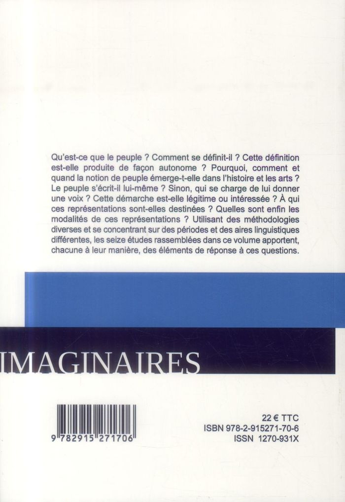 Quatrième de couverture de « IMAGINAIRES, N 17/2013. LA REPRESENTATION DU PEUPLE - 2 »