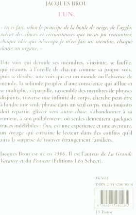 Quatrième de couverture de « L'UN, »