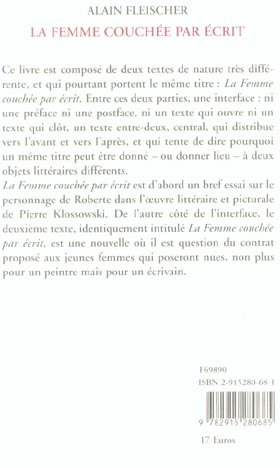 Quatrième de couverture de « LA FEMME COUCHEE PAR ECRIT »