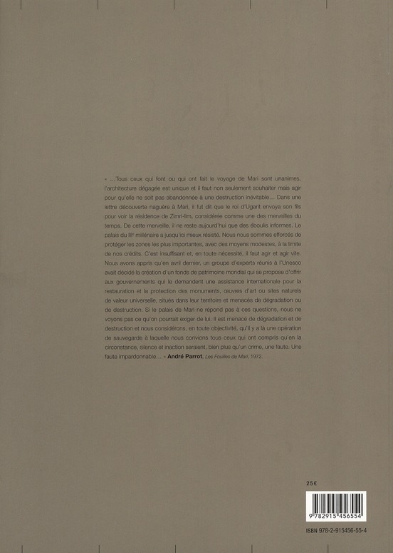 Quatrième de couverture de « LES VESTIGES DE MARI, LA PRESERVATION D'UNE ARCHITECTURE DE TERRE MILLENAIRE »