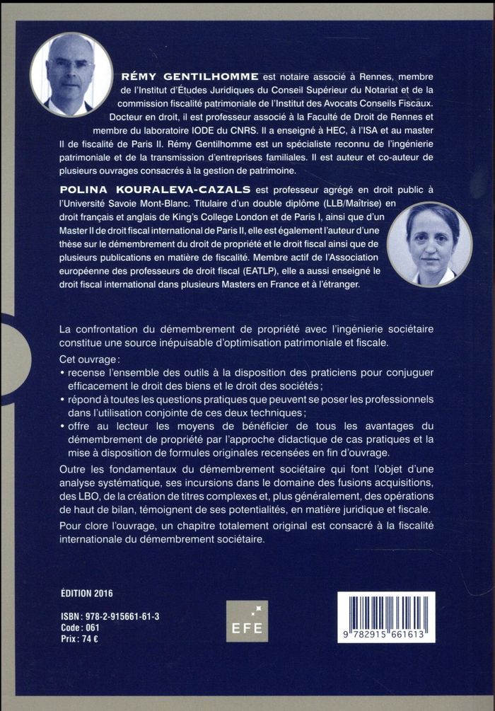 Quatrième de couverture de « DEMEMBREMENT DE PROPRIETE ET INGENIERIE SOCIETAIRE »