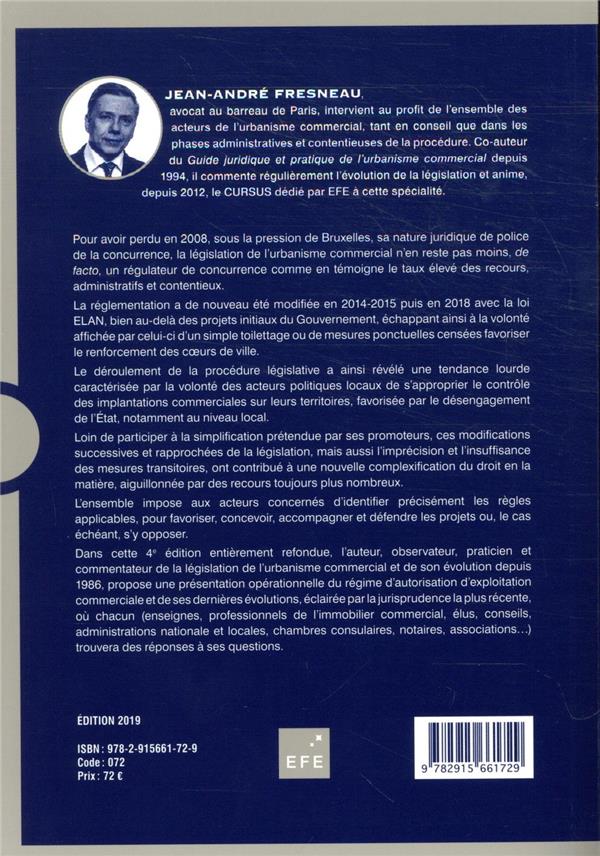 Quatrième de couverture de « URBANISME COMMERCIAL - GUIDE JURIDIQUE ET PRATIQUE »