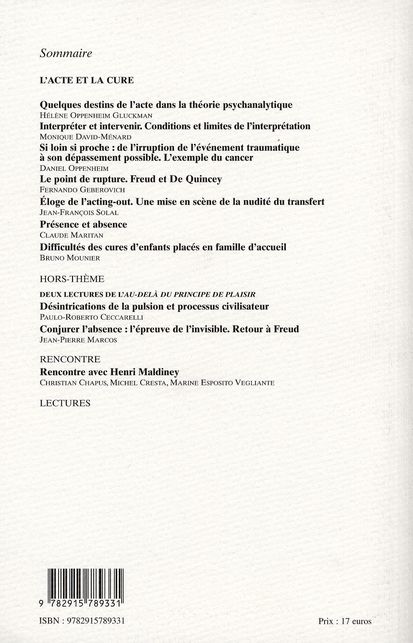 Quatrième de couverture de « LES LETTRES DE LA SPF N 18 - LACTE ET LA CURE »