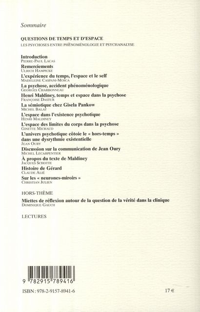 Quatrième de couverture de « LES LETTRES DE LA SPF N 20 - QUESTIONS DE TEMPS ET DESPACE »