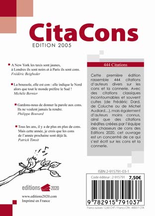 Quatrième de couverture de « CITACONS »