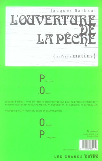 Quatrième de couverture de « L'OUVERTURE DE LA PECHE »