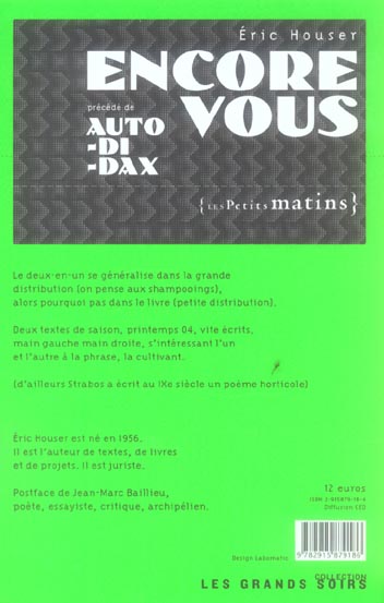 Quatrième de couverture de « ENCORE VOUS »