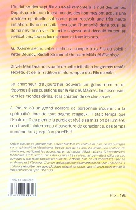 Quatrième de couverture de « L'INITIATION DES 7 FILS DU SOLEIL - DANS LA LIGNEE DES FILS DU SOLEIL PETER DEUNOV OMRAAM MIKAEL AIV »