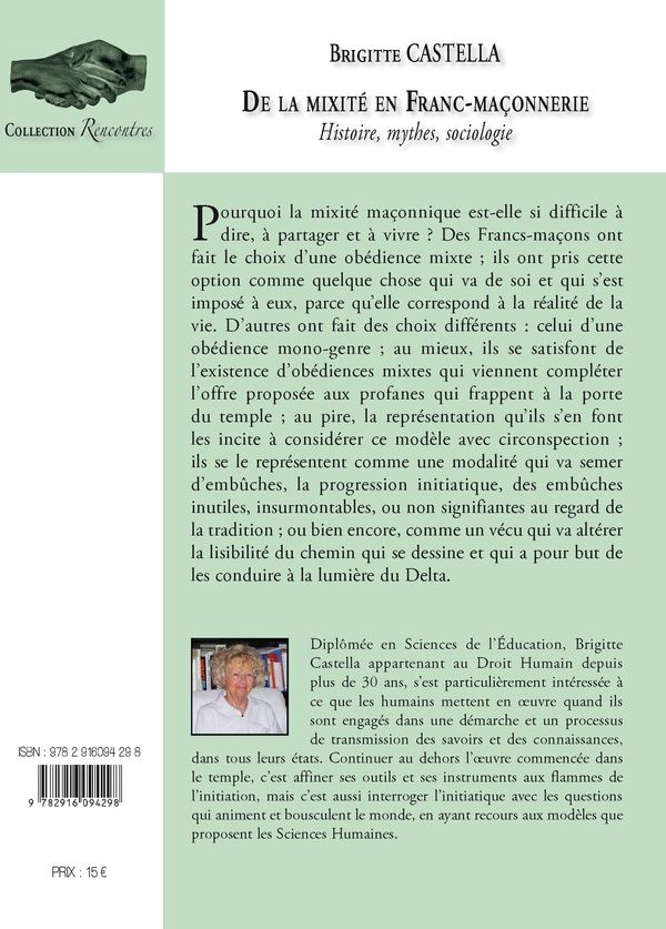 Quatrième de couverture de « DE LA MIXITE EN FRANC-MACONNERIE - HISTOIRE, MYTHES, SOCIOLOGIE »