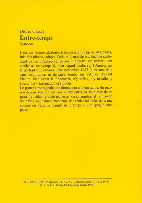 Quatrième de couverture de « ENTRE-TEMPS (SYNOPSIS) »