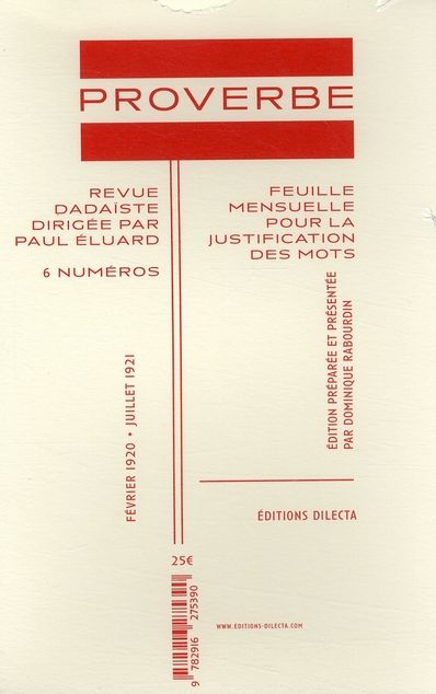 Quatrième de couverture de « PROVERBE »