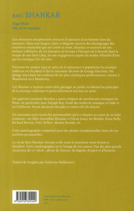 Quatrième de couverture de « RAGA MALA- - MA VIE EN MUSIQUE - »