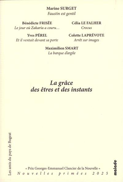 Couverture du livre « Grâces des êtres et des instants » de Collectif, librairie Les Contes Infusés à Corte