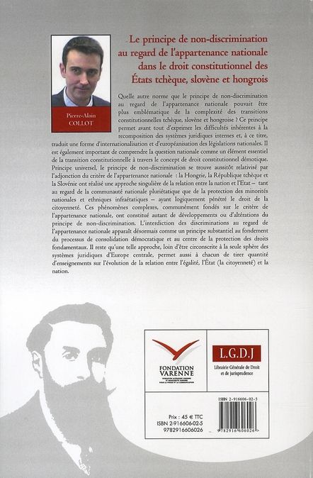 Quatrième de couverture de « LE PRINCIPE DE NON-DISCRIMINATION AU REGARD DE L'APPARTENANCE NATIONALE DANS LE »
