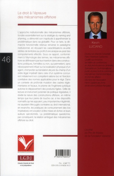 Quatrième de couverture de « LE DROIT A L'EPREUVE DES MECANISMES OFFSHORE »