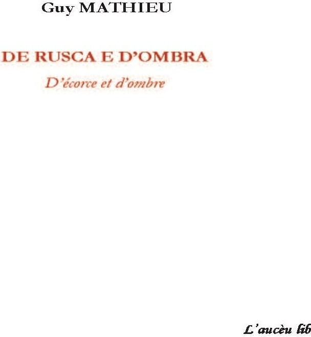 Couverture du livre « DE RUSCA E D'OMBRA - D'ECORCE ET D'OMBRE - EDITION BILINGUE », librairie Les Contes Infusés à Corte