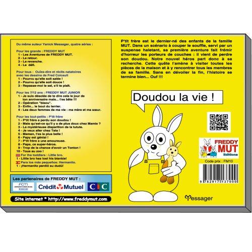 Quatrième de couverture de « P'TIT FRERE A PERDU SON DOUDOU »