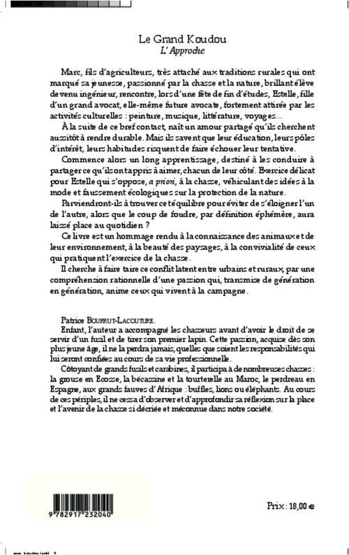 Quatrième de couverture de « LE GRAND KOUDOU - L'APPROCHE - ROMAN »