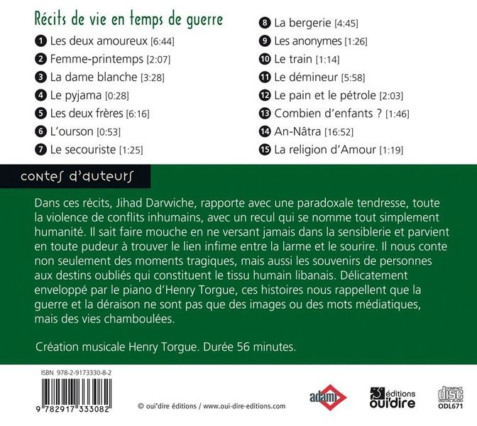 Quatrième de couverture de « RECITS DE VIE EN TEMPS DE GUERRE »