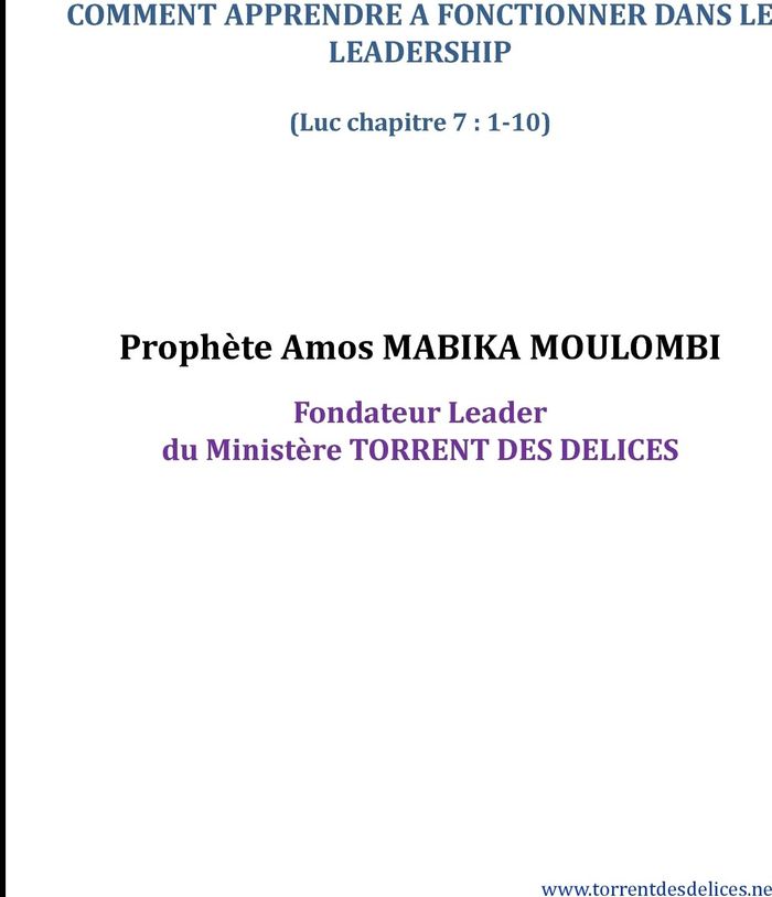 Couverture du livre « COMMENT APPRENDRE A FONCTIONNER DANS LE LEADERSHIP - LEADERSHIP(LUC CHAPITRE 7 : 1-10) », librairie Les Contes Infusés à Corte