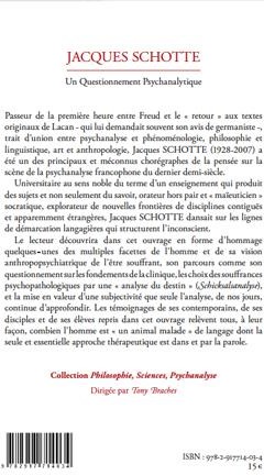 Quatrième de couverture de « JACQUES SCHOTTE »