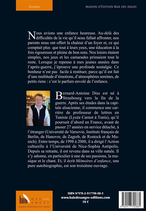 Quatrième de couverture de « MEMOIRES D'ENFANCE »
