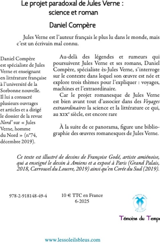 Quatrième de couverture de « Le projet paradoxal de Jules Verne : science et roman »