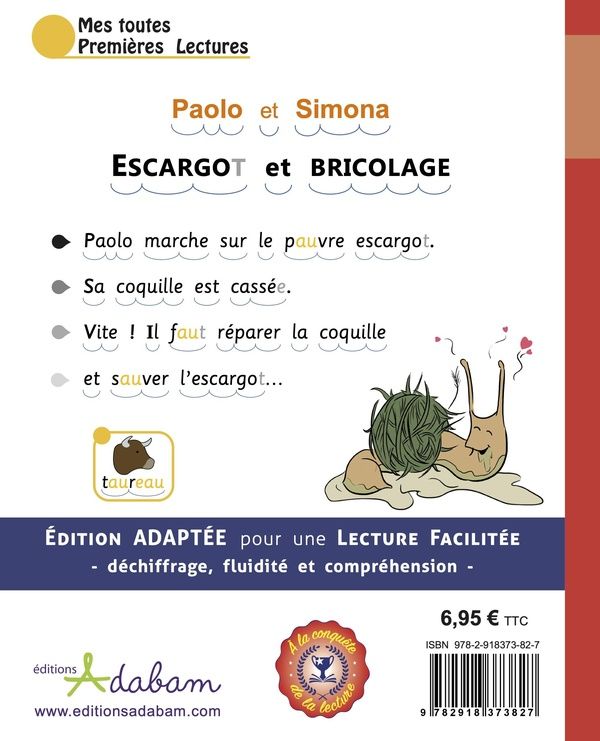 Quatrième de couverture de « Paolo et Simona : escargot et bricolage »