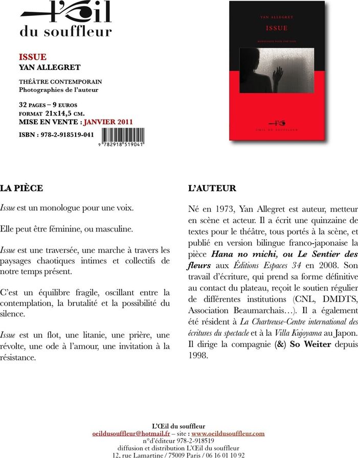 Couverture du livre « ISSUE », librairie Les Contes Infusés à Corte