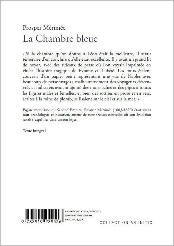 Quatrième de couverture de « La chambre bleue »