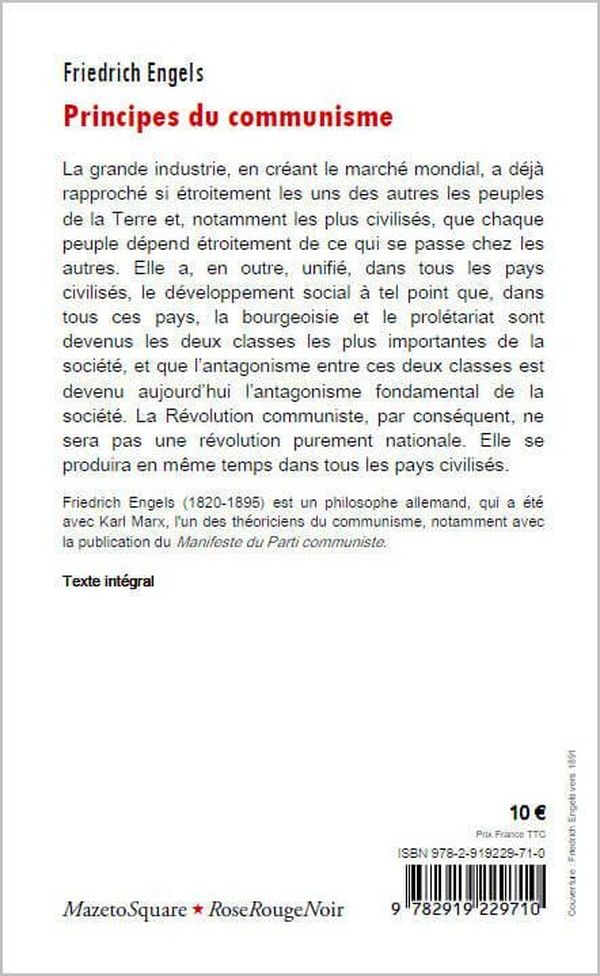 Quatrième de couverture de « PRINCIPES DU COMMUNISME »