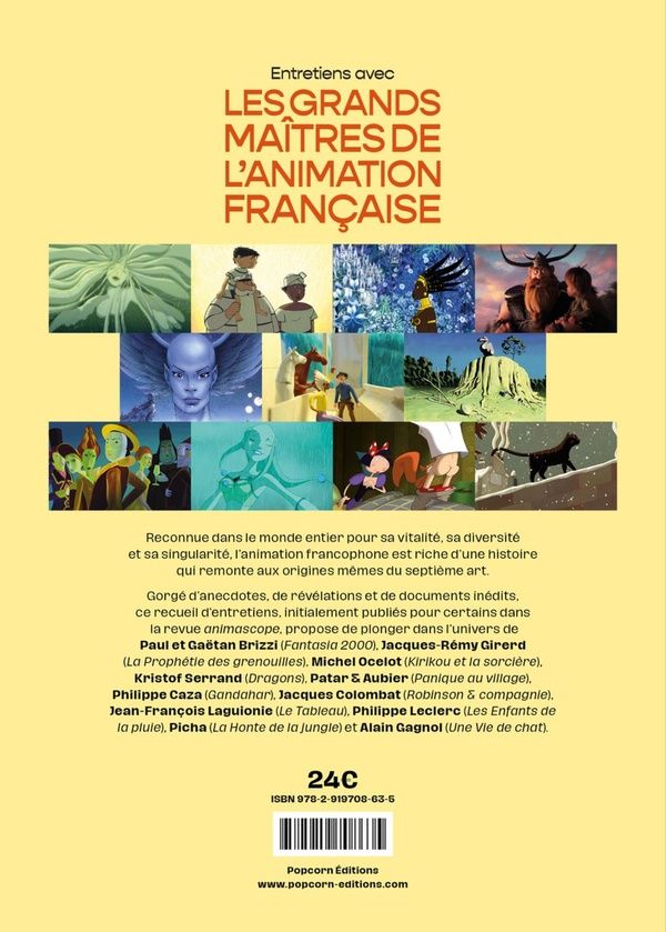 Quatrième de couverture de « Entretiens avec les grands maîtres de l'animation française »