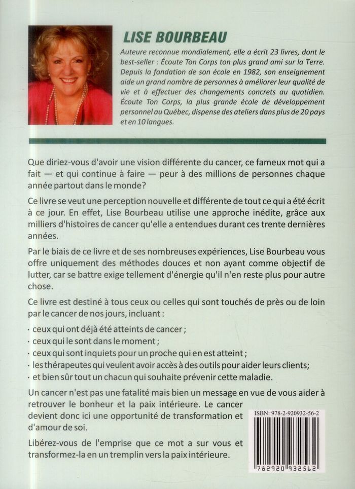 Quatrième de couverture de « Le cancer : un livre qui donne de l'espoir »