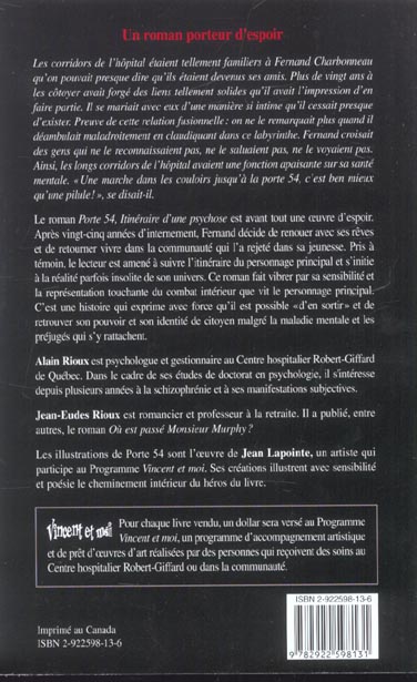 Quatrième de couverture de « PORTE 54. ITINERAIRE D'UNE PSYCHOSE »