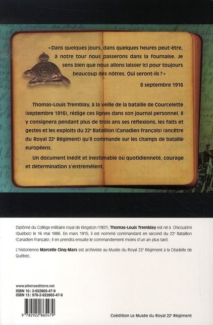 Quatrième de couverture de « JOURNAL DE GUERRE - 1915-1918 »